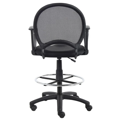 Mesh Drafting Stool With Loop Arms Black - Boss Office Products 2 Mesh Drafting Stool With Loop Arms Black - Boss Office Products - Image 2