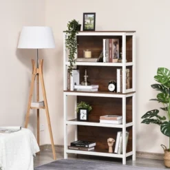 HOMCOM 4 Tier Bookshelf Utility Storage Shelf Organizer With Back Support -WorkHaven Sales Shop GUEST 75ea5ed4 0689 4737 bef1 fb3a649261de