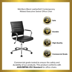 Emma And Oliver Mid-Back LeatherSoft Ribbed Executive Swivel Office Chair - Desk Chair -WorkHaven Sales Shop GUEST 769e4952 3555 4963 8344 f2da3ec1e3fa