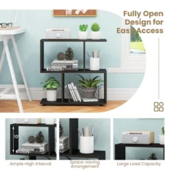 Costway 2 PCS 2-Tier Bookshelf Free Standing Wooden Display S-Shaped Shelf Storage Rack Black/Brown 15 Costway 2 PCS 2-Tier Bookshelf Free Standing Wooden Display S-Shaped Shelf Storage Rack Black/Brown -WorkHaven Sales Shop GUEST 76c66ffd 710c 4c3f a584 0705261c8192