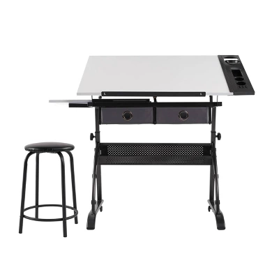 Core Drawing Table And Stool Set Charcoal Black/White - Studio Designs 8 Core Drawing Table And Stool Set Charcoal Black/White - Studio Designs - Image 8