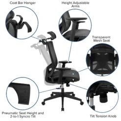 Emma And Oliver Ergonomic Mesh Office Chair-Synchro-Tilt, Pivot Headrest, Adjustable Arms -WorkHaven Sales Shop GUEST 7796d0de 6974 47d3 bfaa 25a0eb4656b7