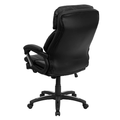 Flash Furniture Iris High Back Black LeatherSoft Executive Swivel Ergonomic Office Chair With Plush Headrest, Extensive Padding And Arms 2 Flash Furniture Iris High Back Black LeatherSoft Executive Swivel Ergonomic Office Chair With Plush Headrest, Extensive Padding And Arms - Image 2