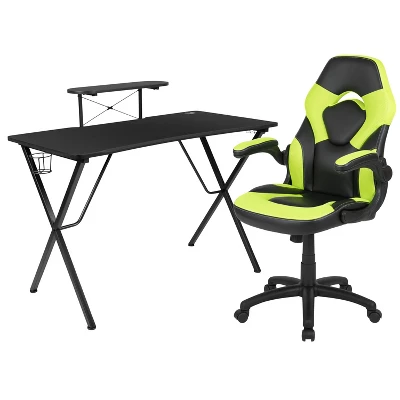 Flash Furniture Gaming Desk And Racing Chair Set With Cup Holder, Headphone Hook, And Monitor/Smartphone Stand 11 Flash Furniture Gaming Desk And Racing Chair Set With Cup Holder, Headphone Hook, And Monitor/Smartphone Stand - Image 11