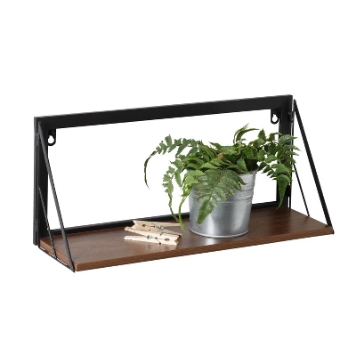 Honey-Can-Do Small Laundry Wall Shelf With Wood Walnut 1 Honey-Can-Do Small Laundry Wall Shelf With Wood Walnut