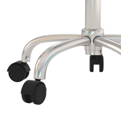 24.5" Nora Tufted Backless Adjustable Metal Vanity And Office Stool With Casters - Hillsdale Furniture 4 24.5" Nora Tufted Backless Adjustable Metal Vanity And Office Stool With Casters - Hillsdale Furniture - Image 4