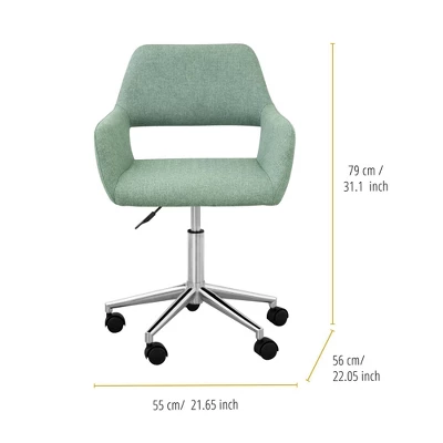 Modern Linen Style Fabric Office Swivel Chair With Wheels Mint/Chrome - Teamson Home 9 Modern Linen Style Fabric Office Swivel Chair With Wheels Mint/Chrome - Teamson Home - Image 9