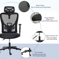 Vinsetto High Back Ergonomic Home Office Chair, Mesh Task Chair With Lumbar Back Support, Reclining Function, Adjustable Headrest, Arms, Black -WorkHaven Sales Shop GUEST 79dbb294 f735 4ec5 9f9c d0d2d8ae83ab
