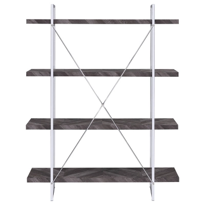 62.5" Grimma 4 Shelf Bookcase Rustic Gray - Coaster 5 62.5" Grimma 4 Shelf Bookcase Rustic Gray - Coaster - Image 5