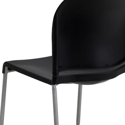 Emma And Oliver Home And Office Guest Chair Black Full Back Contoured Sled Base Stack Chair 4 Emma And Oliver Home And Office Guest Chair Black Full Back Contoured Sled Base Stack Chair - Image 4