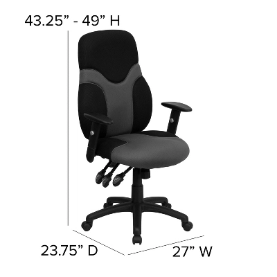Emma And Oliver High Back Ergonomic Black/Gray Mesh Swivel Task Office Chair W/ Adjustable Arms 3 Emma And Oliver High Back Ergonomic Black/Gray Mesh Swivel Task Office Chair W/ Adjustable Arms - Image 3
