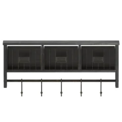 Emma And Oliver Rustic Country Wall Mounted Shelf With 5 Adjustable Sliding Hooks And Three Wire Storage Baskets -WorkHaven Sales Shop GUEST 7b46ad2c 94bd 49a1 9f37 3eb126ed6146