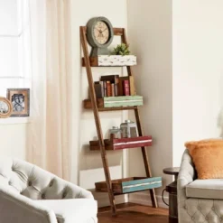 70" Wood 4 Shelf Leaning Shelf Book Shelf Brown - Olivia & May 38 70" Wood 4 Shelf Leaning Shelf Book Shelf Brown - Olivia & May -WorkHaven Sales Shop GUEST 7b9ab3a3 34cb 49dd 87af 700e849e4502