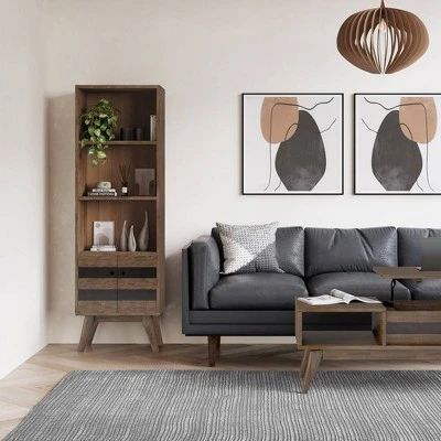 70" Wright Bookcase With Storage Rustic Natural Aged Brown-WyndenHall 2 70" Wright Bookcase With Storage Rustic Natural Aged Brown-WyndenHall - Image 2