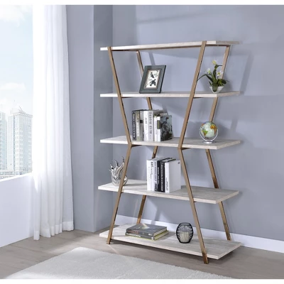 72" Favian 5 Shelf Display Bookcase Champagne - MiBasics 1 72" Favian 5 Shelf Display Bookcase Champagne - MiBasics