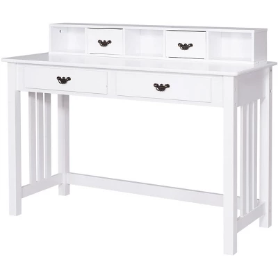 Costway Writing Desk Mission White Home Office Computer Desk 4 Drawer 7 Costway Writing Desk Mission White Home Office Computer Desk 4 Drawer - Image 7