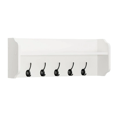 25" X 9" Entryway Floating Utility Wall Shelf With Hooks White - Danya B. 11 25" X 9" Entryway Floating Utility Wall Shelf With Hooks White - Danya B. - Image 11