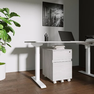 Rolling 2 Drawer Vertical File Cabinet With Lock And Storage Gray - Techni Mobili 2 Rolling 2 Drawer Vertical File Cabinet With Lock And Storage Gray - Techni Mobili - Image 2