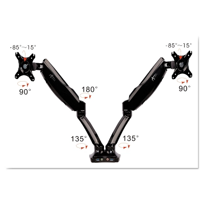 Alera AdaptivErgo Heavy-Duty Articulating Dual Monitor Arm W/USB & Audio 32" Black AEMA2H 5 Alera AdaptivErgo Heavy-Duty Articulating Dual Monitor Arm W/USB & Audio 32" Black AEMA2H - Image 5