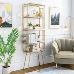 71" Jasper 5 Shelf Glam Bookcase Gold - HOMES: Inside + Out -WorkHaven Sales Shop GUEST 7d827f8e 941d 46a2 b5dd b85f7e1566da