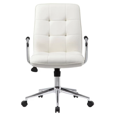 Modern Office Chair With Chrome Arms White - Boss Office Products 2 Modern Office Chair With Chrome Arms White - Boss Office Products - Image 2