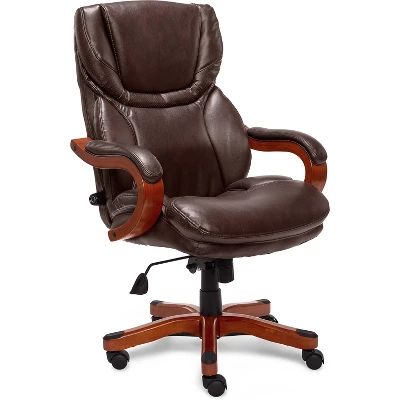 Big And Tall Executive Office Chair With Upgraded Wood Accents - Serta 2 Big And Tall Executive Office Chair With Upgraded Wood Accents - Serta - Image 2