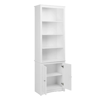 80" 2 Shaker With Tall Bookshelf Doors White - Prepac 2 80" 2 Shaker With Tall Bookshelf Doors White - Prepac - Image 2