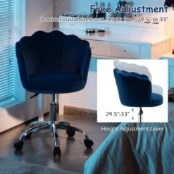 Costway Velvet Petal Shell Office Chair Adjustable Swivel Accent Vanity Armchair YellowBlueGreyPink -WorkHaven Sales Shop GUEST 7fe1dede 0a35 4713 9c4e 789932ca0304