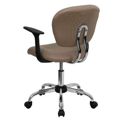 Emma And Oliver Mid-Back Coffee Brown Mesh Padded Swivel Task Office Chair With Arms 2 Emma And Oliver Mid-Back Coffee Brown Mesh Padded Swivel Task Office Chair With Arms - Image 2