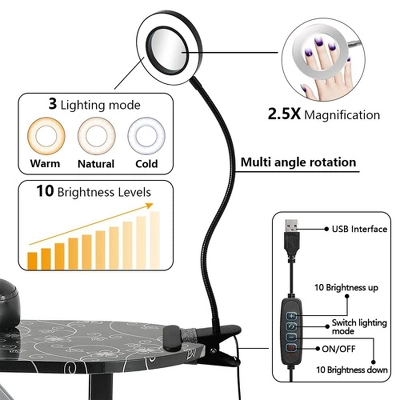 LEIBOU Professional 35 Inch Vented And Foldable Manicure Table With Magnifier Lamp, Dust Collector, Sponge, And Polish Carrying Bag, Black Flower 4 LEIBOU Professional 35 Inch Vented And Foldable Manicure Table With Magnifier Lamp, Dust Collector, Sponge, And Polish Carrying Bag, Black Flower - Image 4