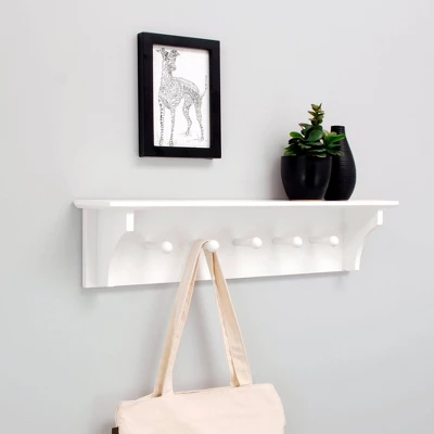 Foster Wall Shelf With Pegs - White 6 Foster Wall Shelf With Pegs - White - Image 6