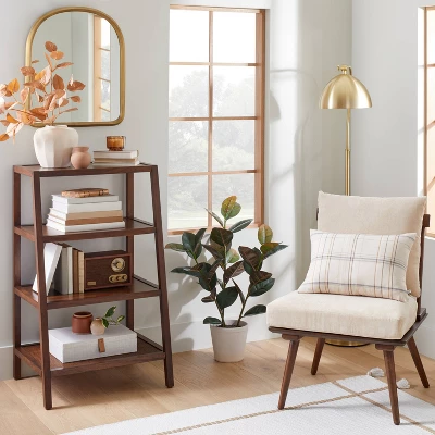 40" 4-Shelf Wood & Cane Transitional Ladder Bookshelf - Brown - Hearth & Hand™ With Magnolia 1 40" 4-Shelf Wood & Cane Transitional Ladder Bookshelf - Brown - Hearth & Hand™ With Magnolia