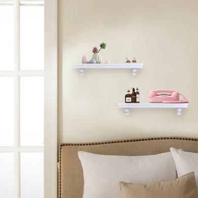 23.6" X 4" 2pc Decorative Floating Display Ledge Shelves White - Danya B. 2 23.6" X 4" 2pc Decorative Floating Display Ledge Shelves White - Danya B. - Image 2