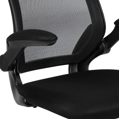 Flash Furniture Black Mesh Sled Base Side Reception Chair With Flip-Up Arms 6 Flash Furniture Black Mesh Sled Base Side Reception Chair With Flip-Up Arms - Image 6