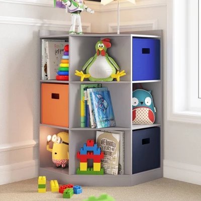 RiverRidge Home Kids' 6 Cubby With 3 Shelf Corner Cabinet - RiverRidge 1 RiverRidge Home Kids' 6 Cubby With 3 Shelf Corner Cabinet - RiverRidge