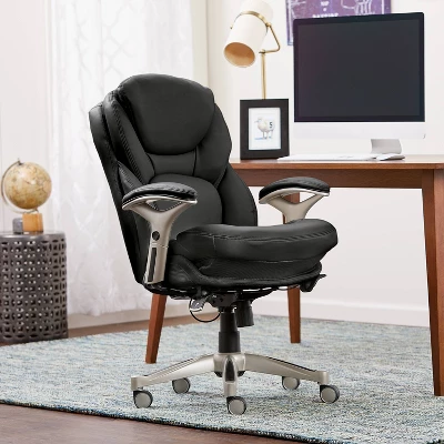 Back N Motion Health & Wellness Managers Chair Black Leather - Serta 1 Back N Motion Health & Wellness Managers Chair Black Leather - Serta