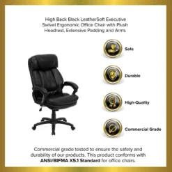 Emma And Oliver High Back Black LeatherSoft Extensive Padding Swivel Ergonomic Office Arm Chair -WorkHaven Sales Shop GUEST 82979f7e f057 472a b9a6 cd6cfd2d87e7