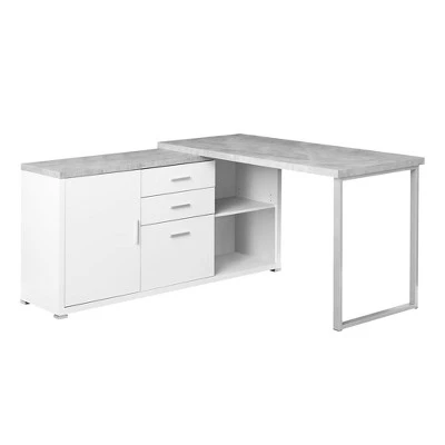 Monarch Specialties Computer Desk, 60"L White / Cement-Look Left/Right Face 1 Monarch Specialties Computer Desk, 60"L White / Cement-Look Left/Right Face