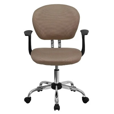 Emma And Oliver Mid-Back Coffee Brown Mesh Padded Swivel Task Office Chair With Arms 4 Emma And Oliver Mid-Back Coffee Brown Mesh Padded Swivel Task Office Chair With Arms - Image 4