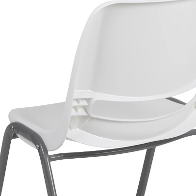 Emma And Oliver White Ergonomic Shell Student Stack Chair - Classroom Chair / Office Guest Chair 7 Emma And Oliver White Ergonomic Shell Student Stack Chair - Classroom Chair / Office Guest Chair - Image 7