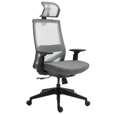Vinsetto Mesh Fabric Home Office Task Chair With High Back, Adjustable Seat, Recline, Headrest And Lumbar Support, Gray 3 Vinsetto Mesh Fabric Home Office Task Chair With High Back, Adjustable Seat, Recline, Headrest And Lumbar Support, Gray - Image 3