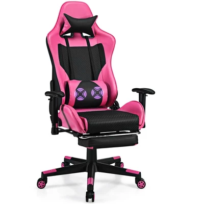 Costway Massage Gaming Chair Reclining Racing Office Computer Chair With Footrest WhiteBluePinkRed 12 Costway Massage Gaming Chair Reclining Racing Office Computer Chair With Footrest WhiteBluePinkRed - Image 12