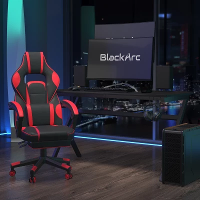 BlackArc Zulu Gaming Desk And Chair Set, Ergonomic Gaming Chair With USB Massage, Slide-Out Footrest, And Detachable Headrest Pillow 1 BlackArc Zulu Gaming Desk And Chair Set, Ergonomic Gaming Chair With USB Massage, Slide-Out Footrest, And Detachable Headrest Pillow