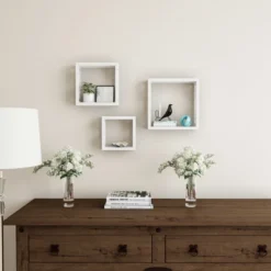 Floating Shelves- Open Cube Wall Shelf Set With Hidden Brackets, 3 Sizes To Display Décor, Photos, More- Hardware Included By Lavish Home (White) -WorkHaven Sales Shop GUEST 84c149ba a4e1 47bd 8df8 987a6a0bb2be