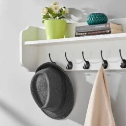 25" X 9" Entryway Floating Utility Wall Shelf With Hooks White - Danya B. 21 25" X 9" Entryway Floating Utility Wall Shelf With Hooks White - Danya B. -WorkHaven Sales Shop GUEST 84d40b82 45e6 4d96 9985 cea76a385185