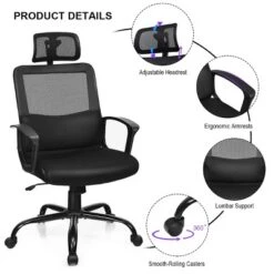 Costway Mesh Office Chair High Back Ergonomic Swivel Chair W/ Lumbar Support & Headrest -WorkHaven Sales Shop GUEST 84e06062 233c 40d7 920e 208fa31f51d3