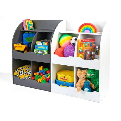 Badger Basket 4 Bin Storage Cubby With Bookshelf White 5 Badger Basket 4 Bin Storage Cubby With Bookshelf White - Image 5