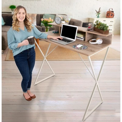 Joy Standing Desk 48” Stand-up Workstation With Cubbies – Wood Grain Finish – Stand Steady 2 Joy Standing Desk 48” Stand-up Workstation With Cubbies – Wood Grain Finish – Stand Steady - Image 2