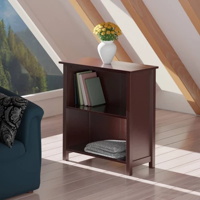 30" 3 Tier Milan Storage Shelf Or Bookshelf Medium Walnut - Winsome 7 30" 3 Tier Milan Storage Shelf Or Bookshelf Medium Walnut - Winsome - Image 7