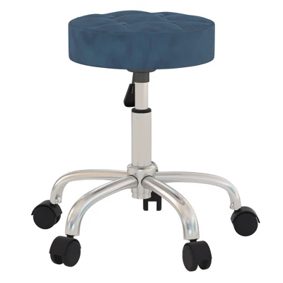 24.5" Nora Tufted Backless Adjustable Metal Vanity And Office Stool With Casters - Hillsdale Furniture 2 24.5" Nora Tufted Backless Adjustable Metal Vanity And Office Stool With Casters - Hillsdale Furniture - Image 2